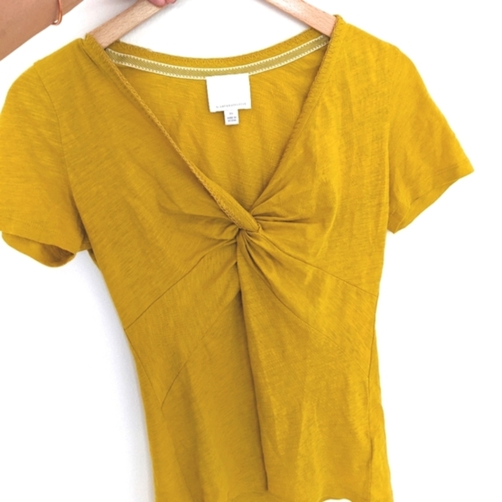 Anthropologie twist front yellow blouse - xs